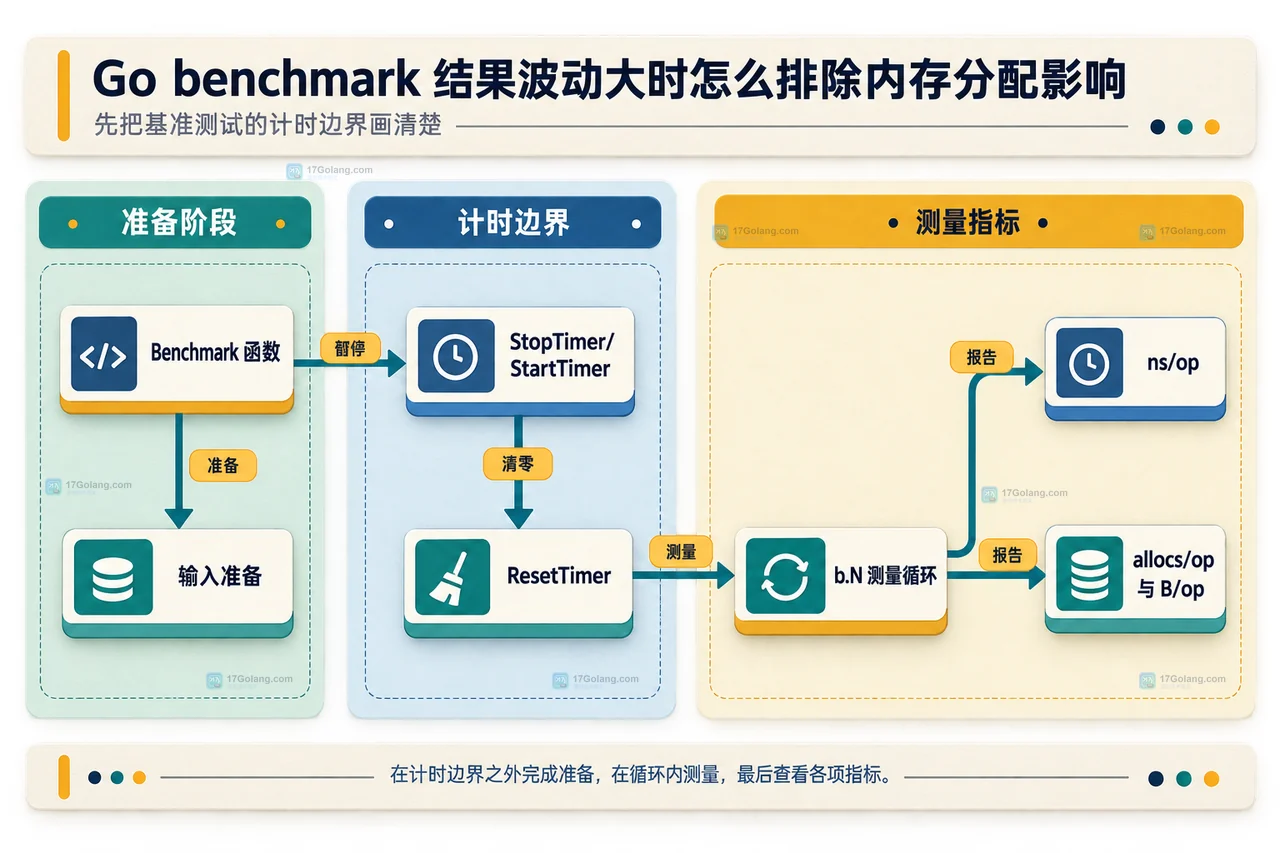 Go benchmark 结果波动大时怎么排除内存分配影响