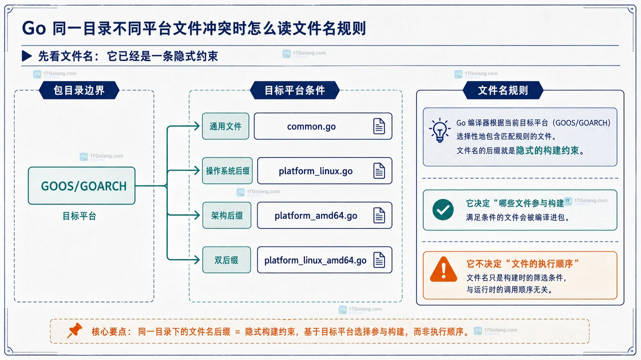 Go 同一目录不同平台文件冲突时怎么读文件名规则