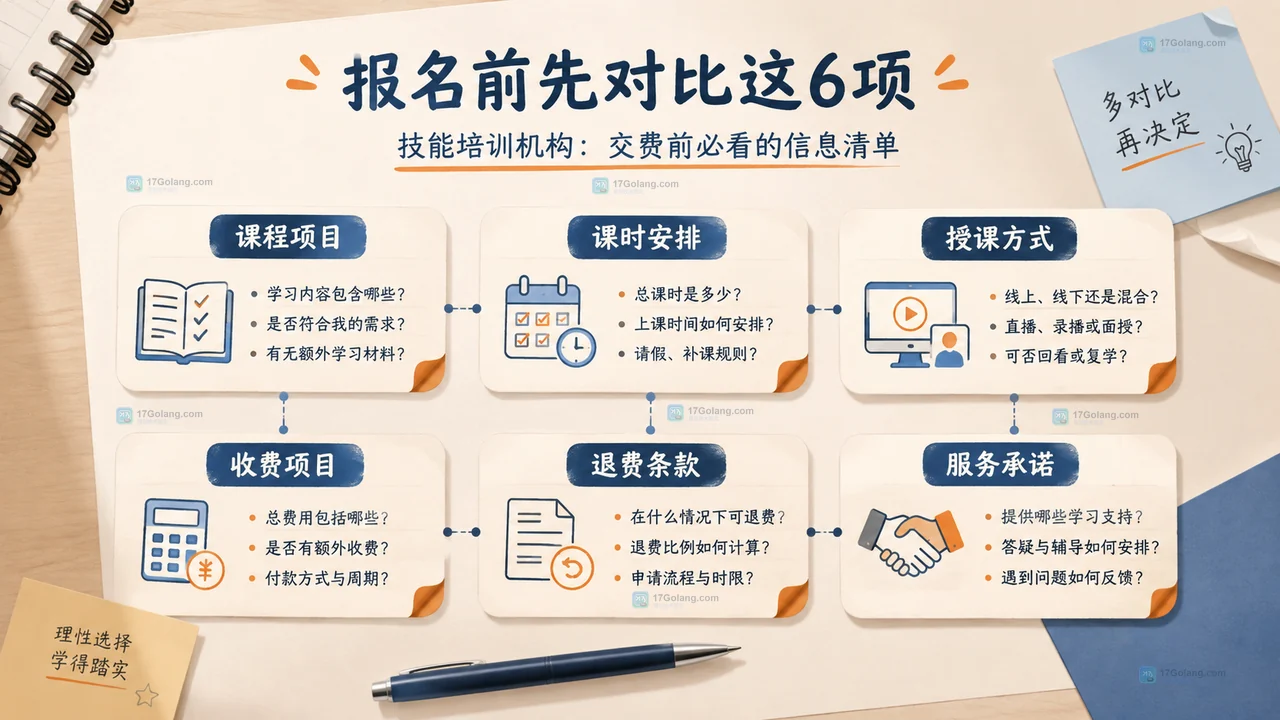 报名职业技能培训时怎么核对课程、退费和证书说明