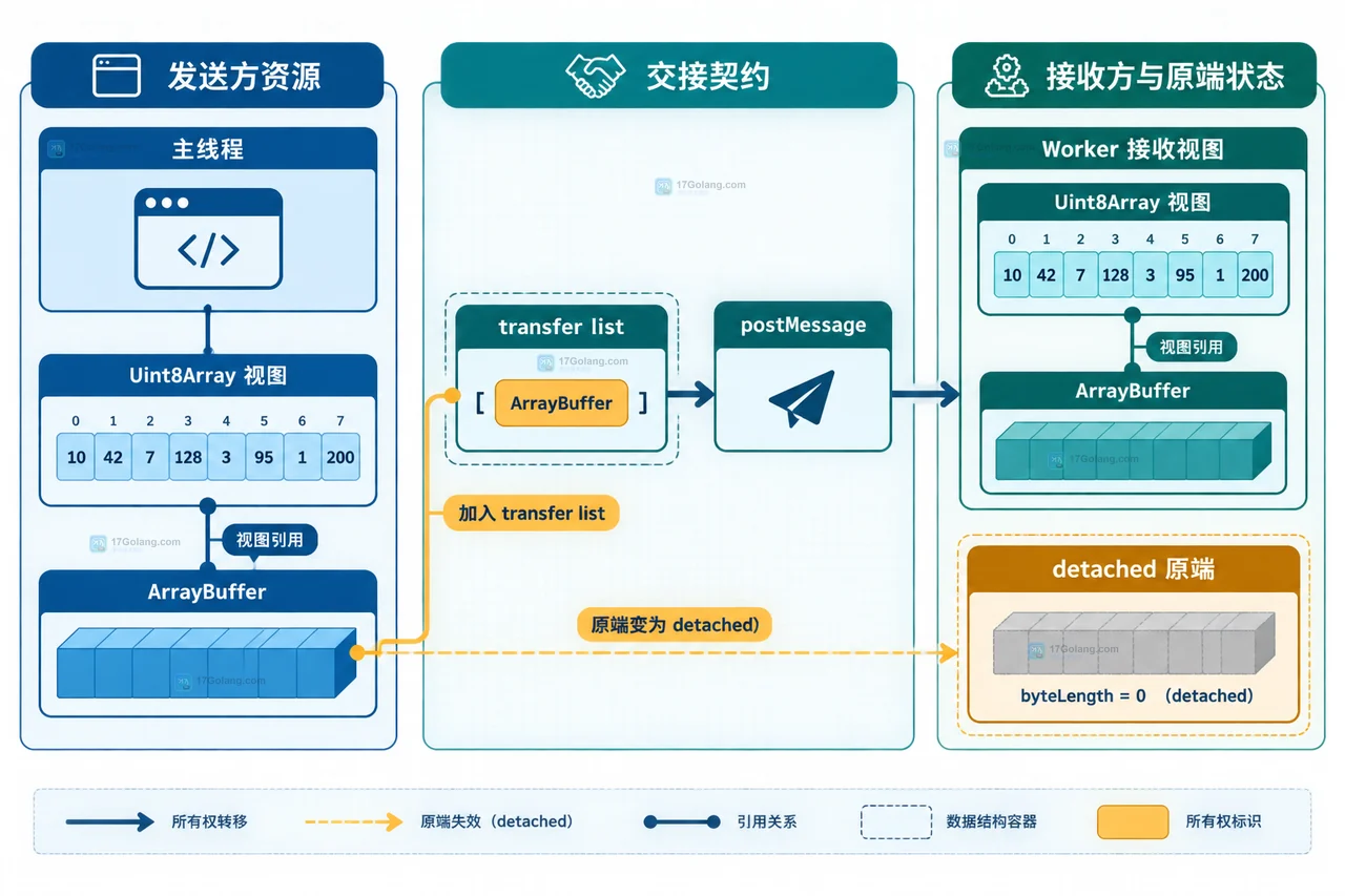 前端 Web Worker 传输对象后为什么主线程拿到的是副本