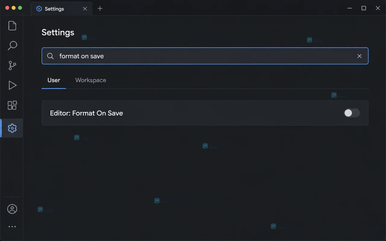 原创设置界面显示 TypeScript 语言过滤器和已开启的 Format On Save