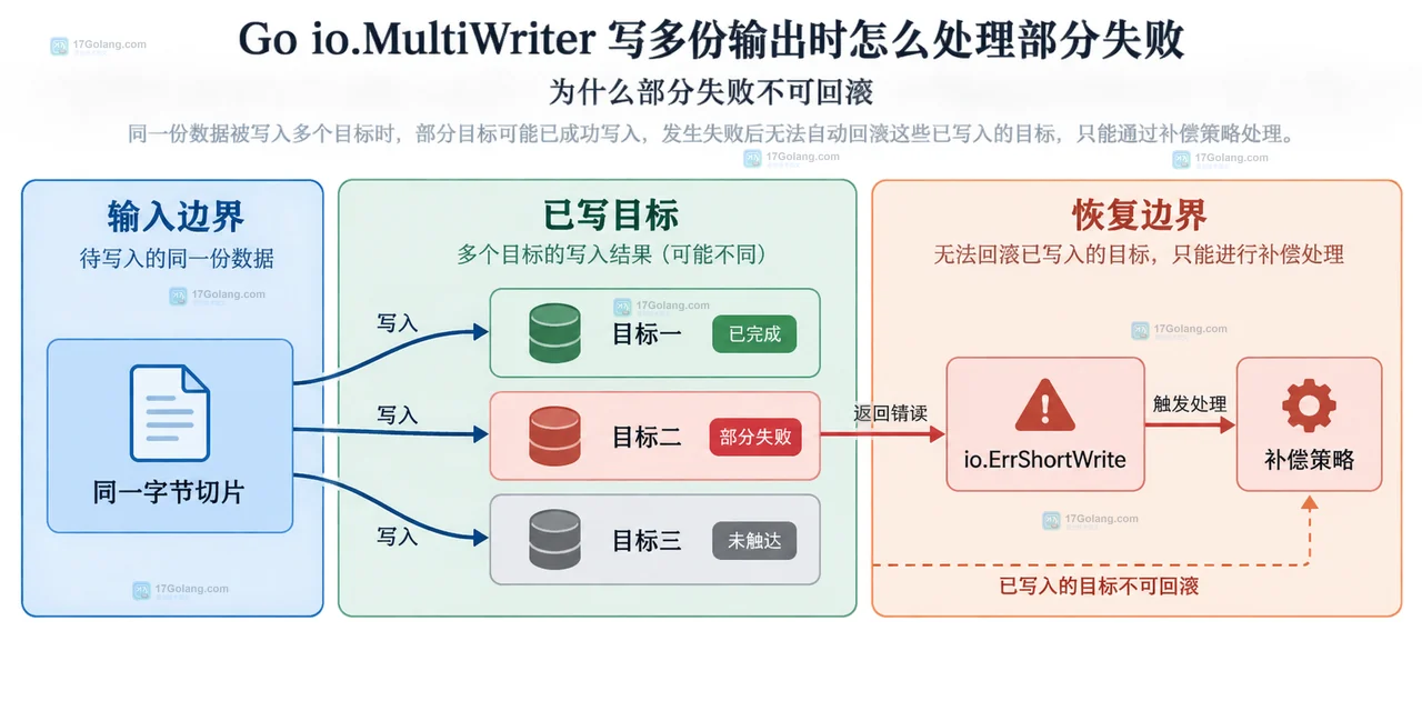 Go io.MultiWriter 中业务输入、组合 Writer、日志文件、审计缓冲区、网络写入和首个错误的静态边界关系
