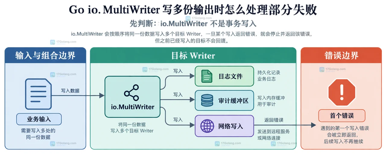 Go io.MultiWriter 写多份输出时怎么处理部分失败
