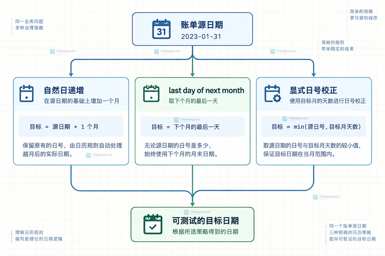 PHP DateTimeImmutable 从一月三十一日加一个月后经过日号保留、月份溢出和归一化得到三月三日的关系图