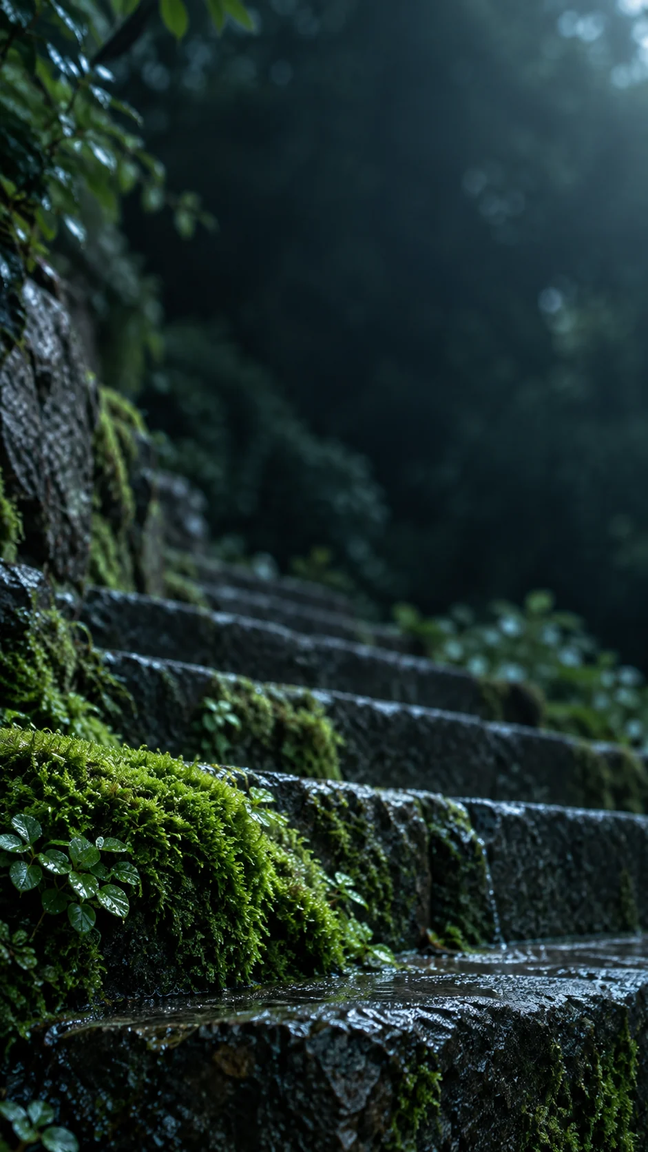 雨后青苔石阶手机壁纸怎么做出微距湿润质感