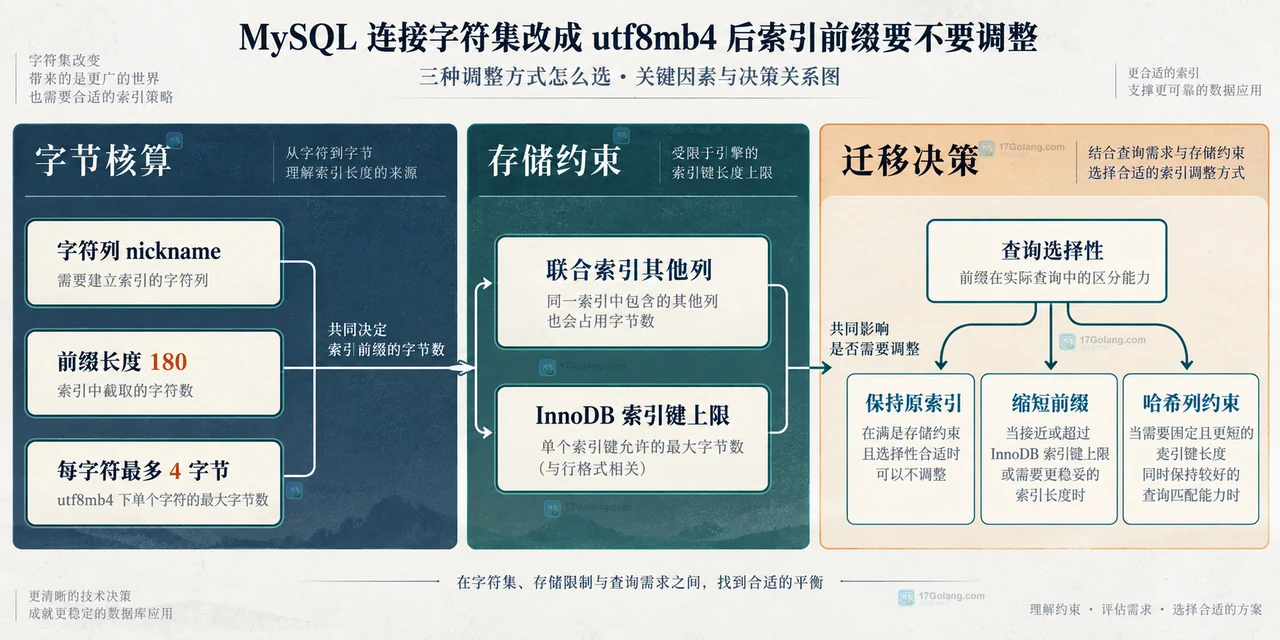 MySQL 连接字符集改成 utf8mb4 后索引前缀要不要调整