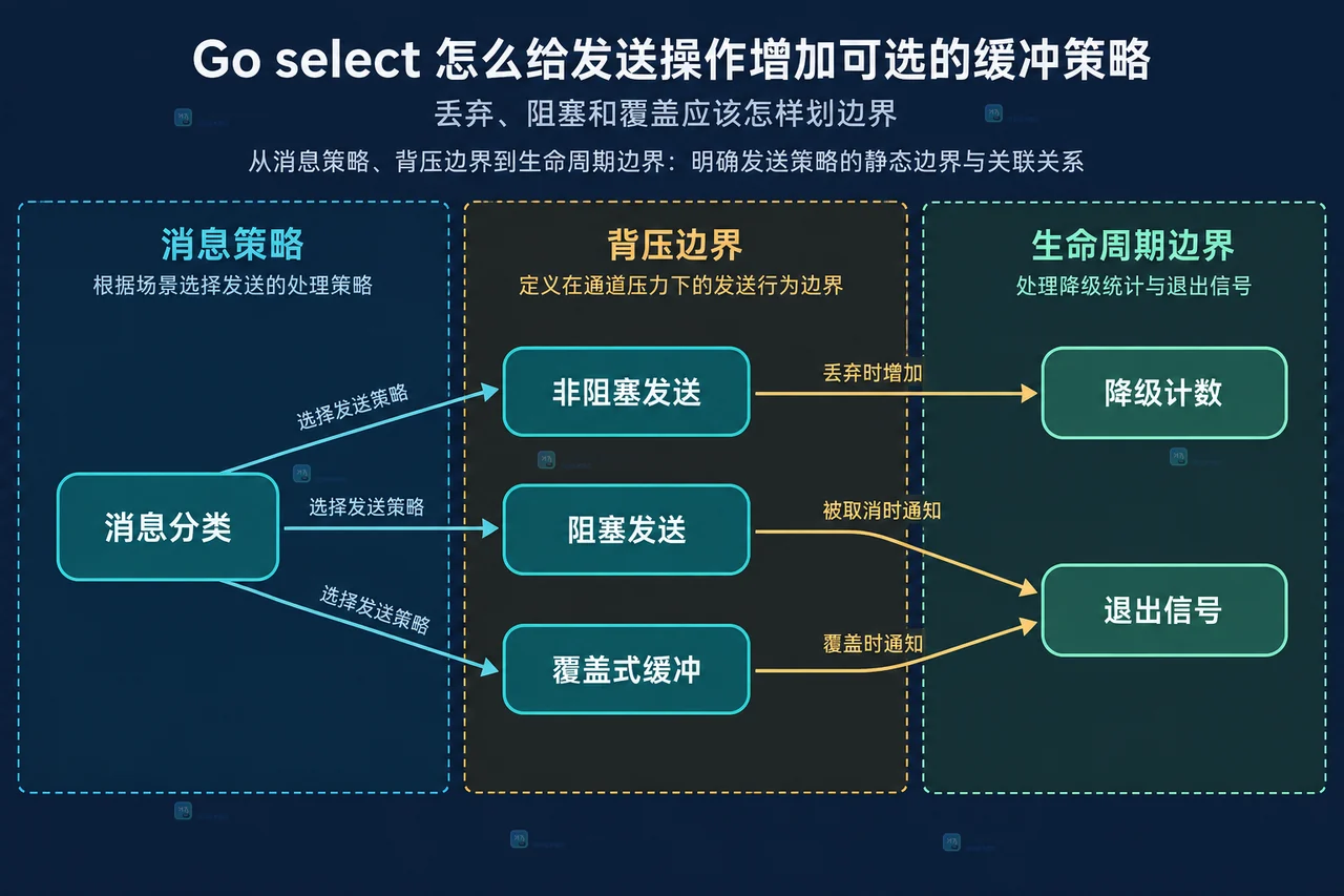 Go select 怎么给发送操作增加可选的缓冲策略