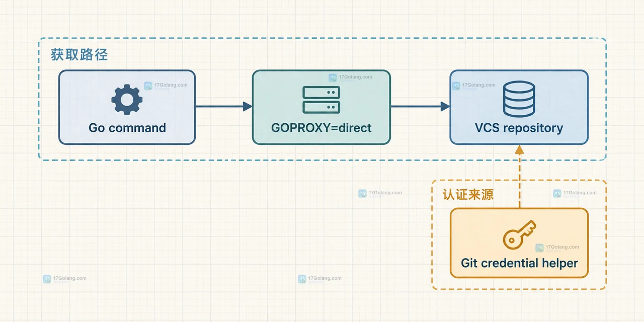 Go GOPROXY=direct 访问私有模块时如何配合认证