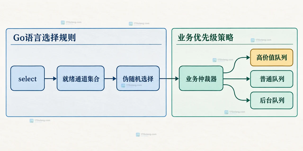 Go select 多个就绪通道如何设计业务优先级