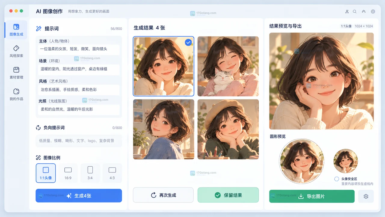 AI绘画爱好者第一次用LiblibAI怎么做头像？选模型、写提示词与导出步骤