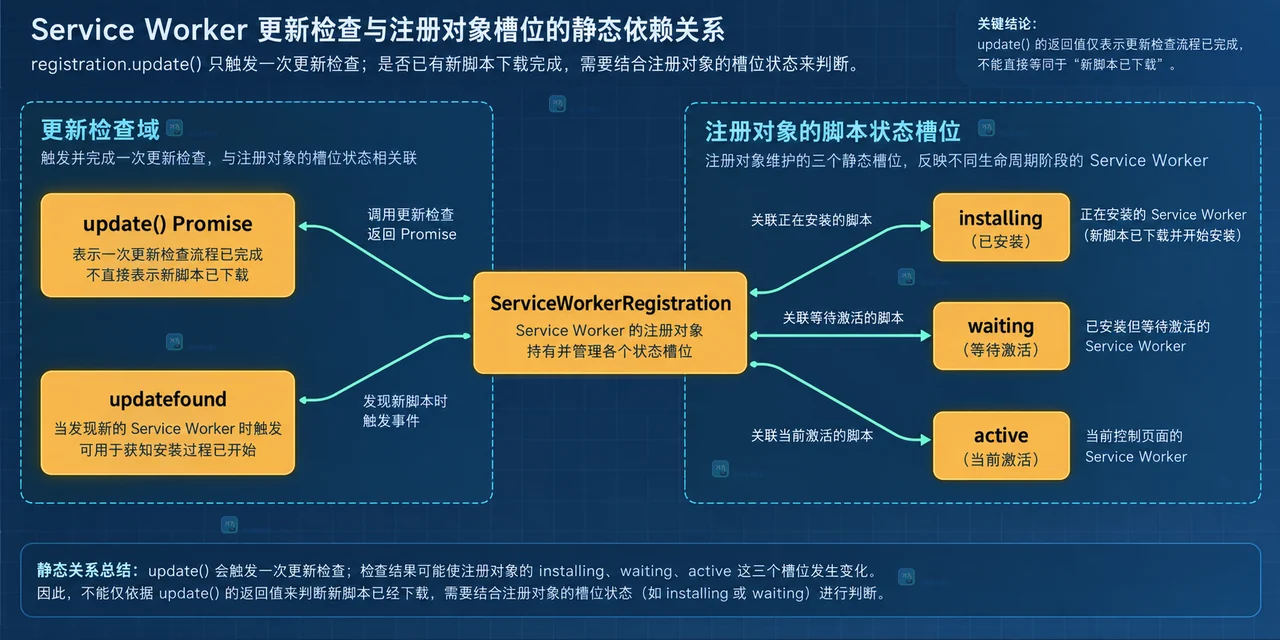 Service Worker registration.update 怎么判断新脚本已经下载