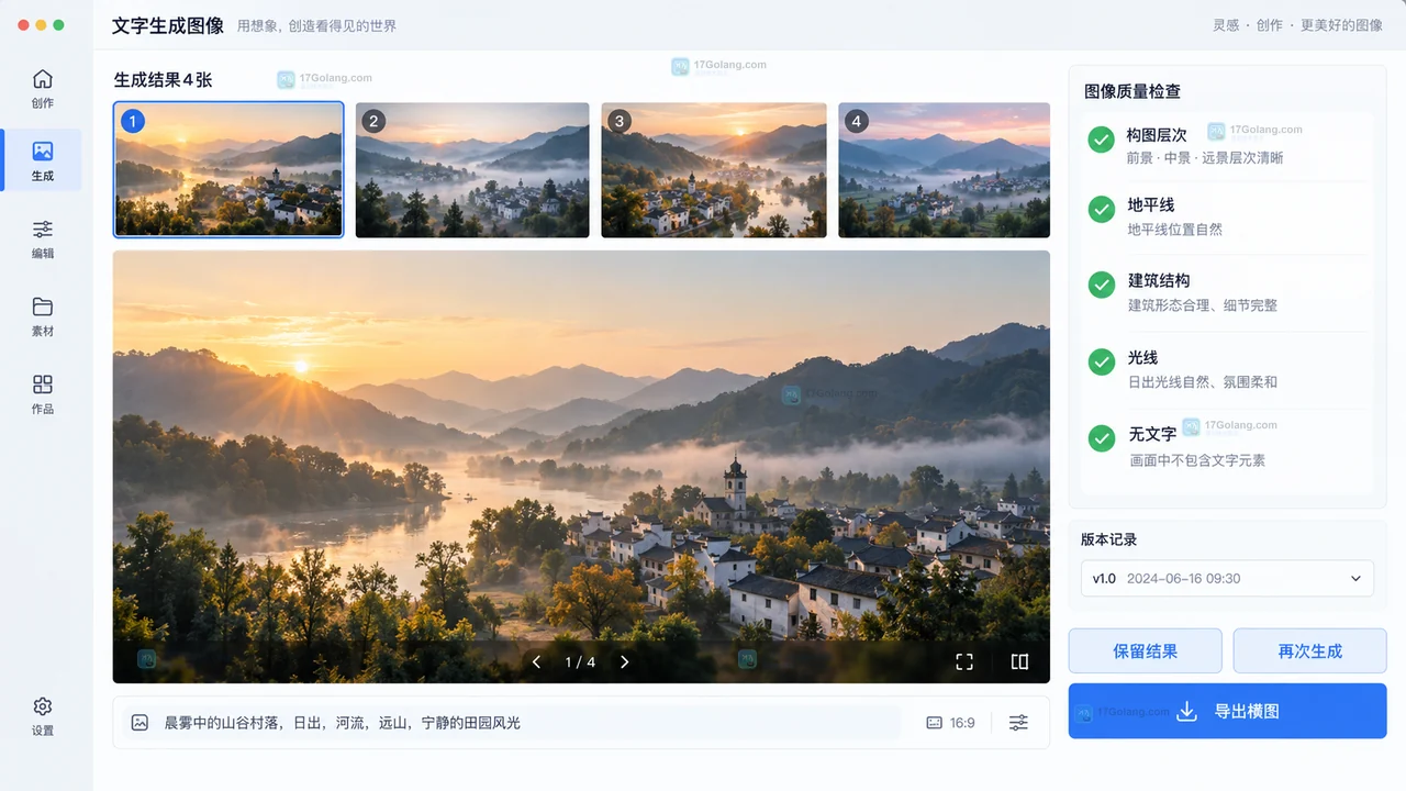LiblibAI文生图怎么做横版场景插画？从选模型到四图筛选