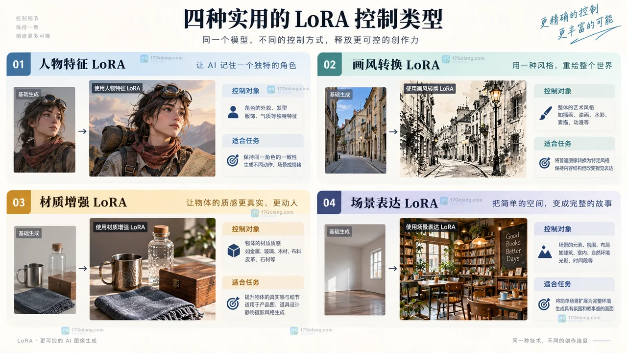 LiblibAI的LoRA适合控制什么？人物特征、画风、材质与场景的选择方法