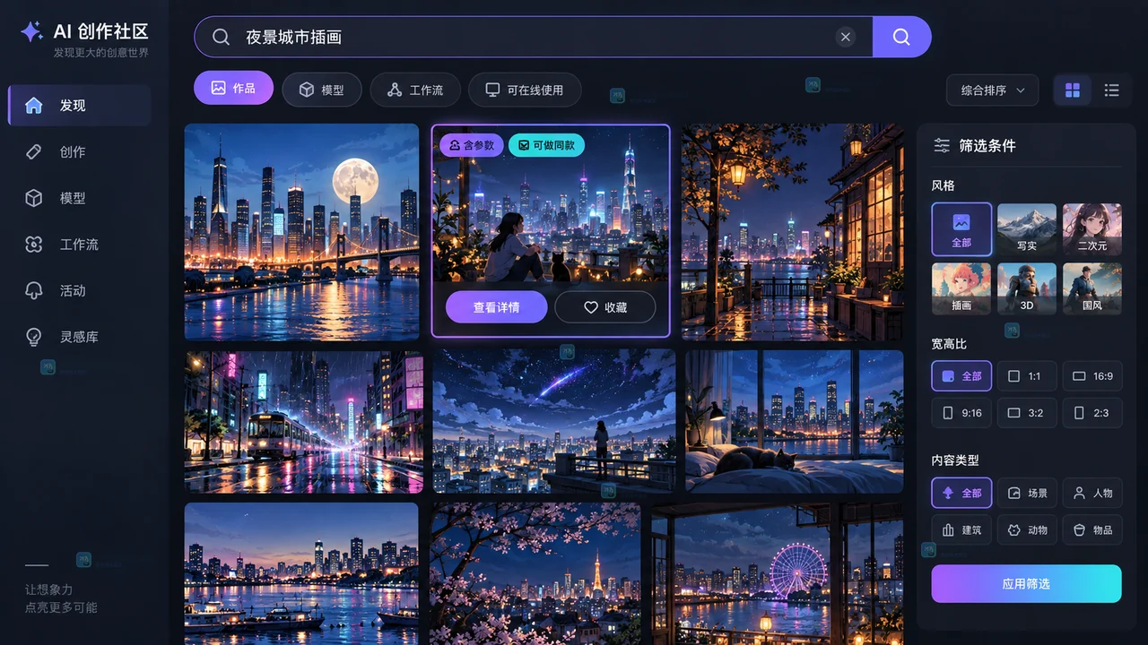 LiblibAI社区怎么找到可复现作品？筛选、查看参数和做同款步骤