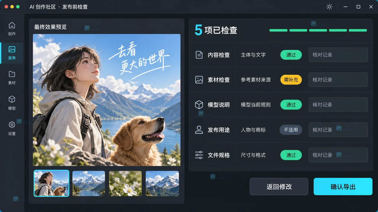 LiblibAI社区参考发布前怎么检查？作品来源、参数记录和使用说明清单
