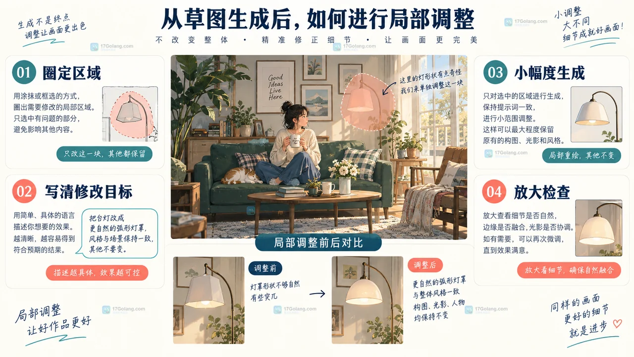 LiblibAI AI画图怎么从草图起稿？上传参考图到局部调整的入门步骤