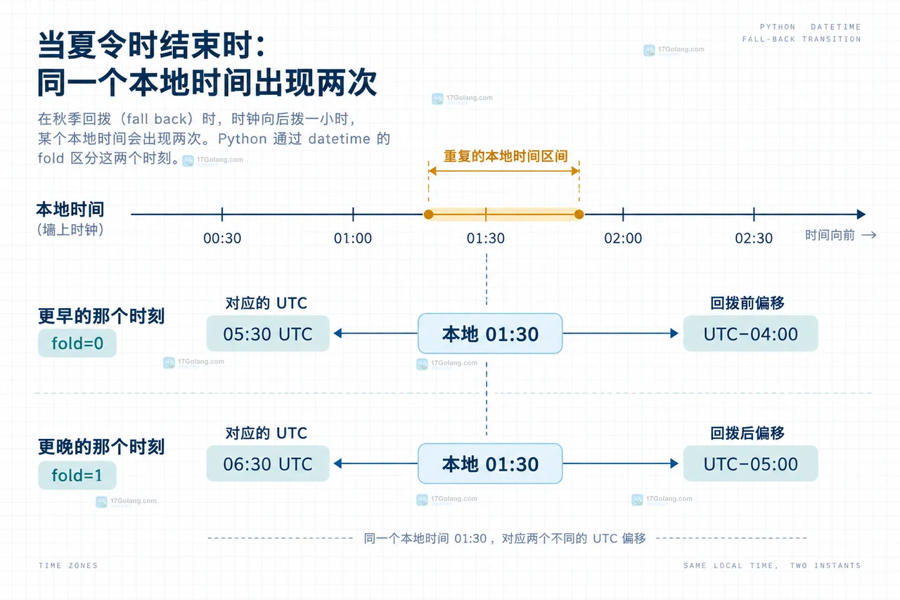 Python datetime fold 如何处理夏令时重复时刻