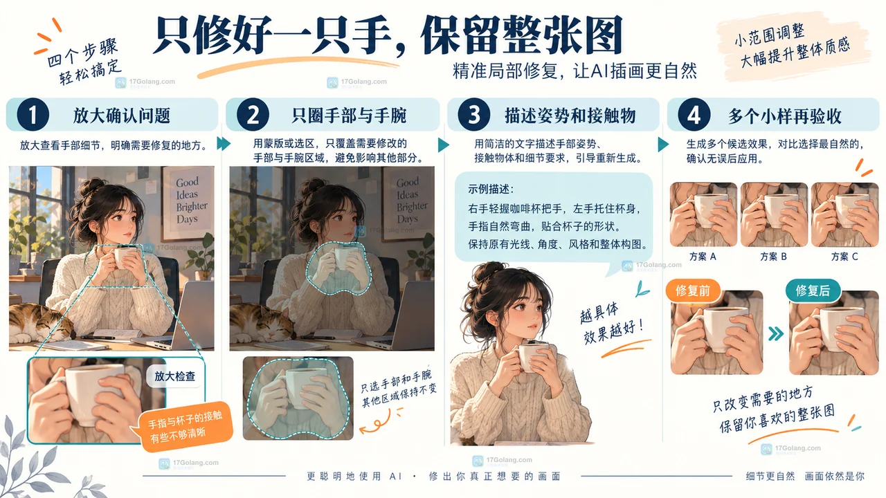 LiblibAI生成人物手部异常怎么办？从构图约束到局部重绘的排查顺序
