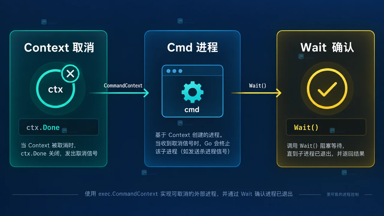 Go exec.CommandContext 取消后如何确认子进程已退出