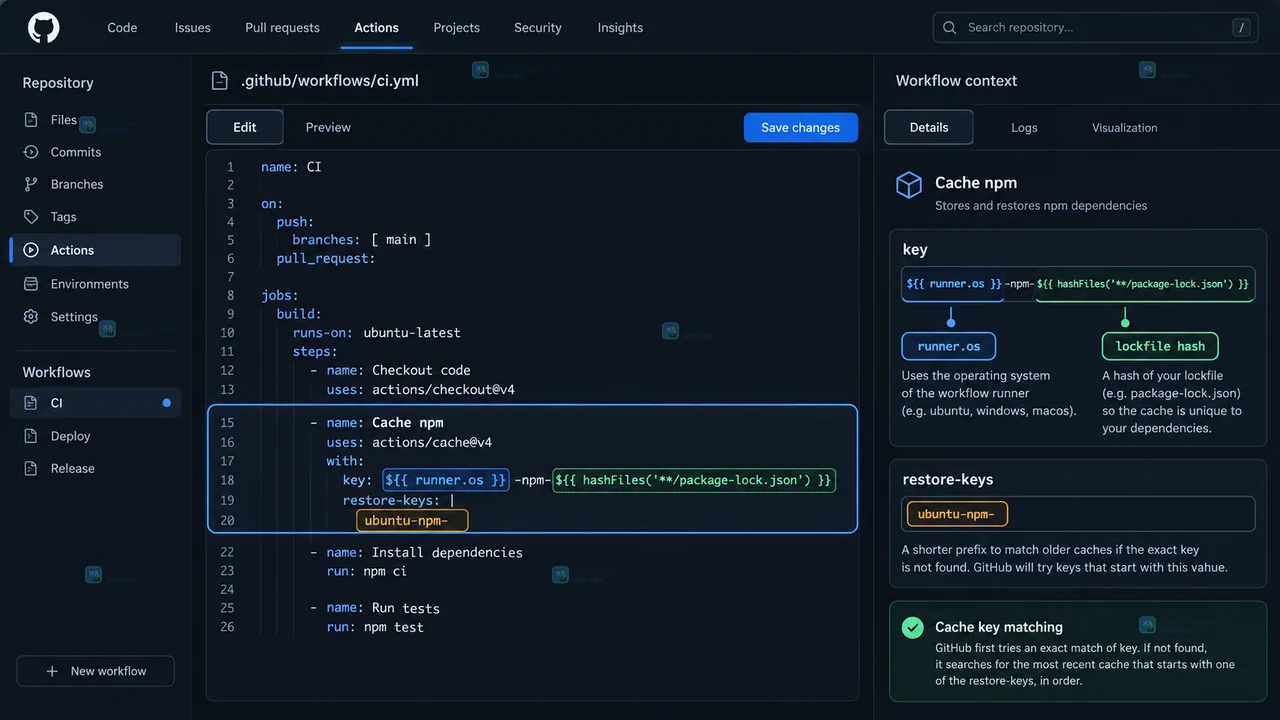 GitHub Actions 缓存键变化后为什么仍复用旧缓存