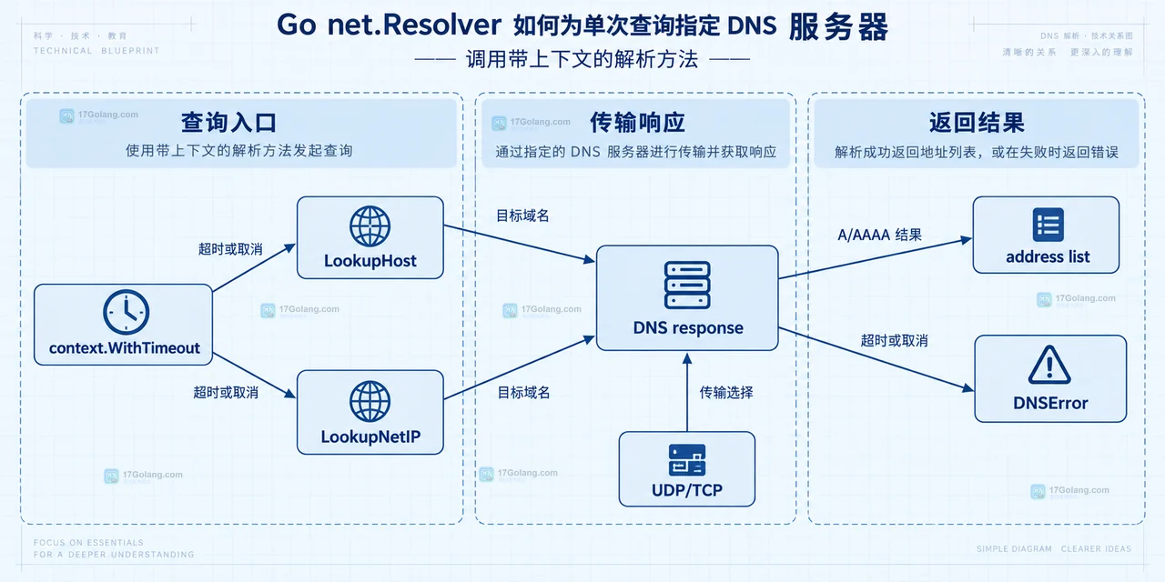 Go net.Resolver 如何为单次查询指定 DNS 服务器