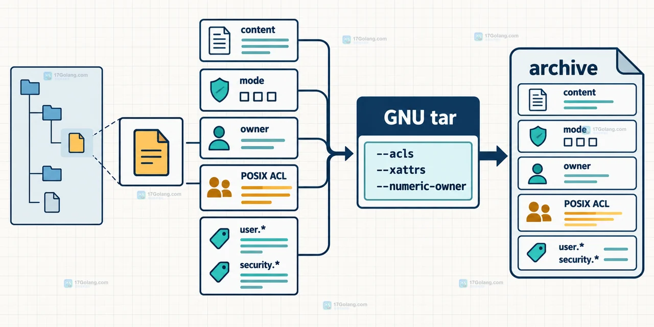 Linux tar 保留 ACL 和 xattr 需要哪些参数