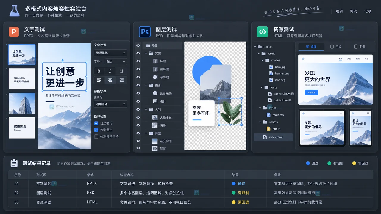 Lovart作品交给客户后还能改吗？PPTX、PSD与HTML可编辑性测试方法