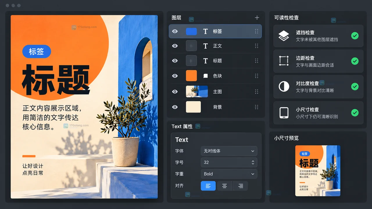 Lovart海报Text文字层与图层顺序检查示意图