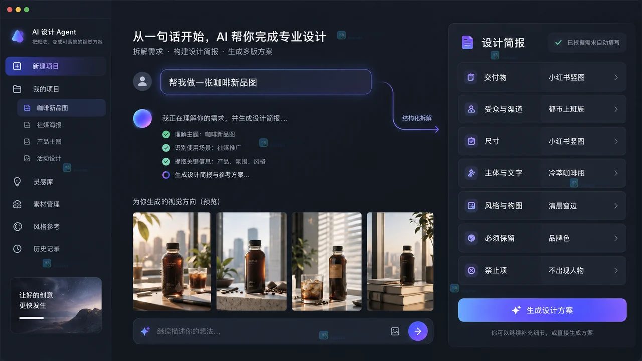 Lovart新手怎么把一句做图需求写成有效简报？输入示例