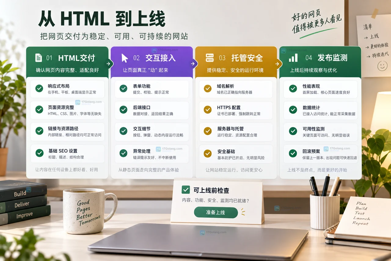 网页从HTML交付到生产上线的检查面板