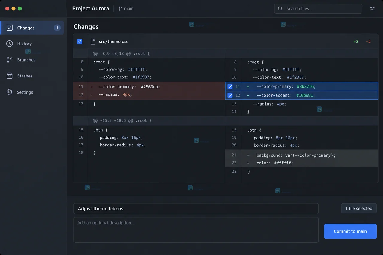 GitHub Desktop 选择文件提交怎么配置或排查