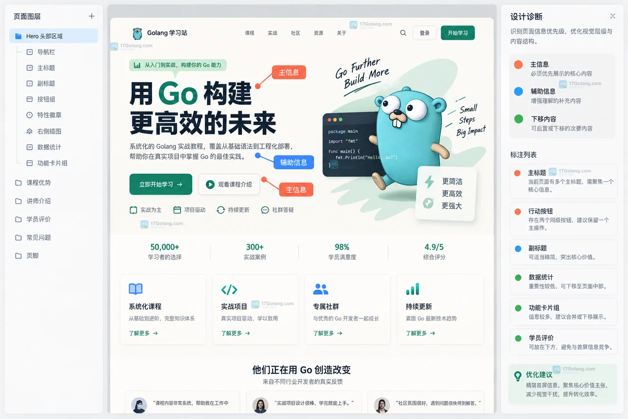 为网页首屏模块标注优先级的操作界面示意