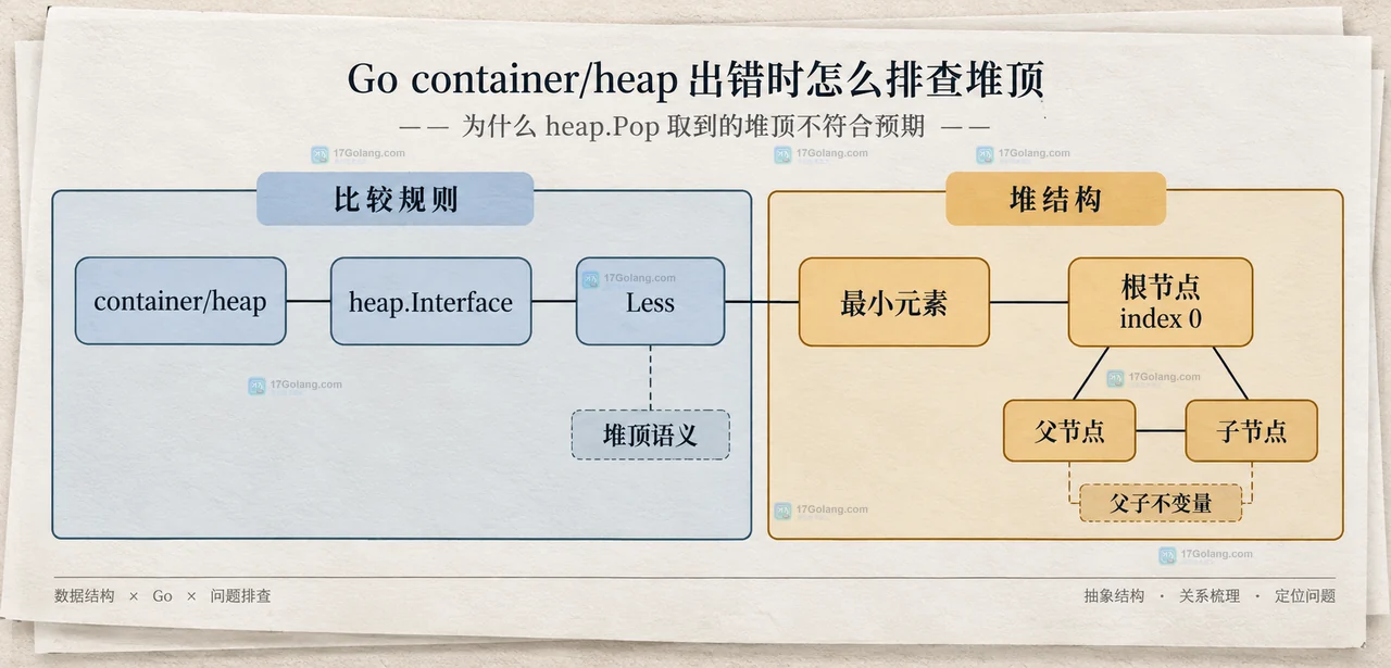 Go container/heap 出错时怎么排查堆顶