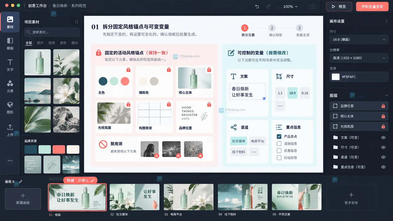 Lovart批量出图时怎样保持同一活动的视觉风格？