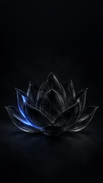玄黑玻璃莲花手机壁纸如何让单一高光避开时钟区域
