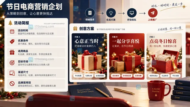 节日活动简报到素材候选的制作流程示意