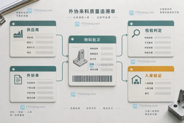 制造业外协件异常批次隔离处置复验关闭的追溯闭环示意图