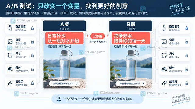 广告素材A/B测试单变量锁定结构示意
