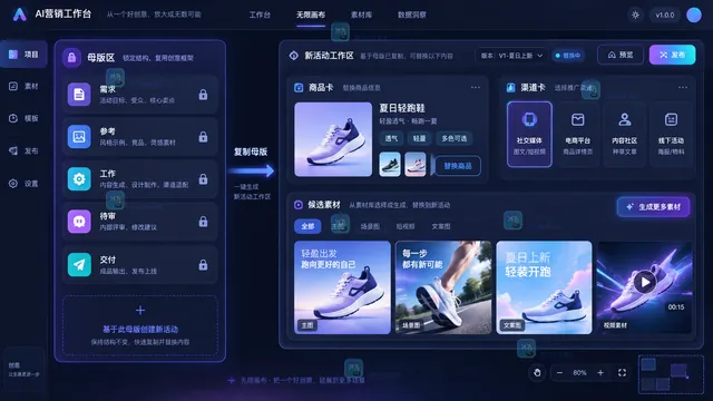 无限画布母版区与活动副本结构示意