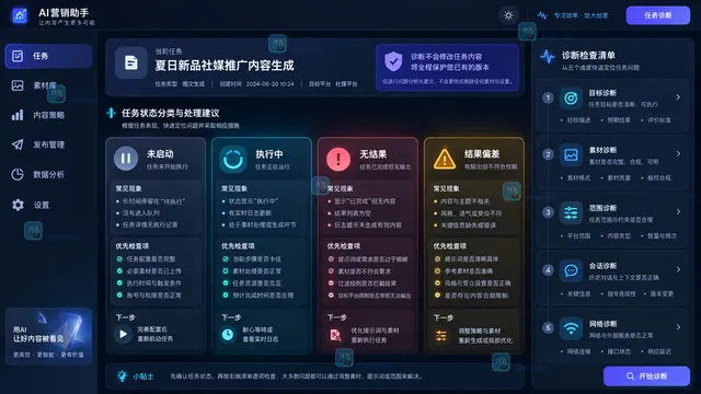 Agent模式任务状态与故障分类排查示意