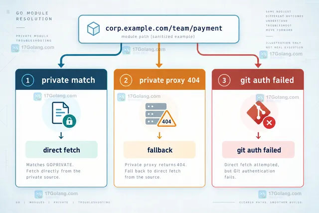 Go 模块下载分流与结果判断的结果示意图