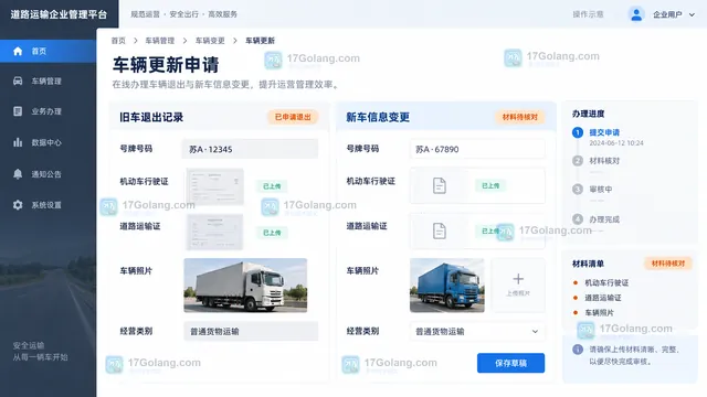 道路运输企业更换车辆后旧车归档、新车证照关联和一车一档建立的结果示意图
