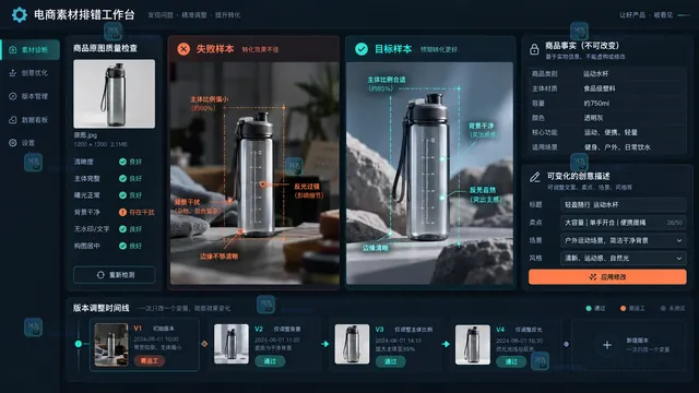 电商素材生成输入问题诊断界面示意