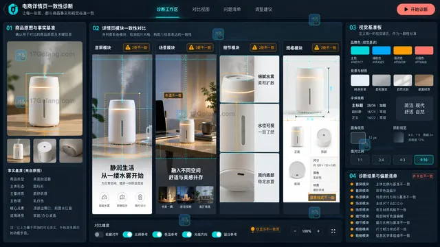 电商详情页模块一致性诊断工作区操作示意