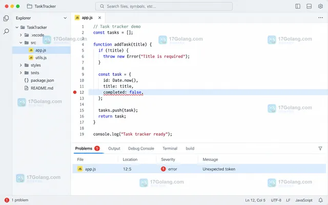 VS Code tasks.json problemMatcher任务配置界面示意
