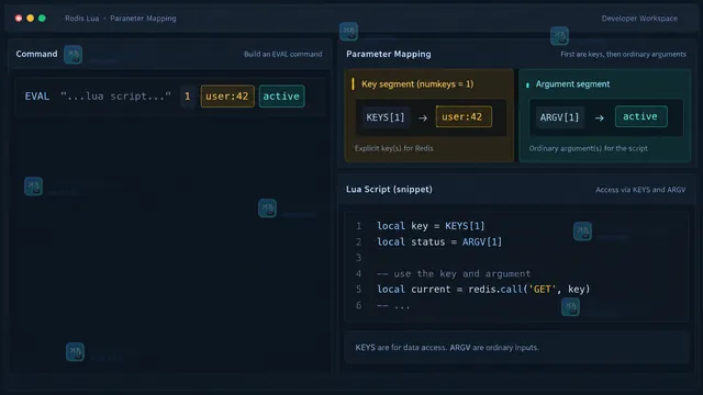 Redis Lua 多 key 脚本的同槽检查与结果示意图