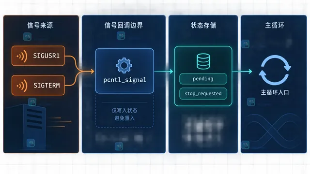主循环通过pending和busy串行消费consumeSignal与doRefresh的关系示意图