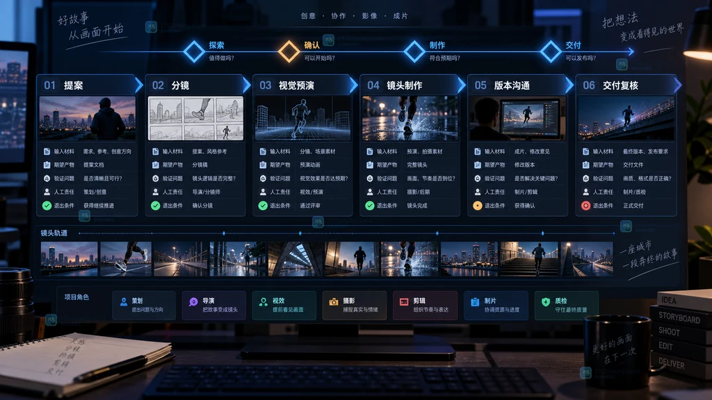 提案分镜视觉预演镜头制作版本沟通交付复核视频生产角色地图