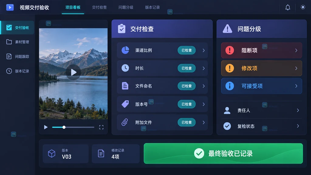 视频交付验收与问题分级原创界面说明图