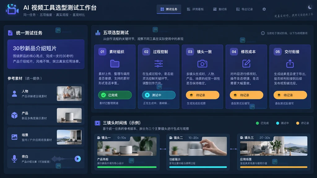 AI视频工具五项选型测试原创界面说明图